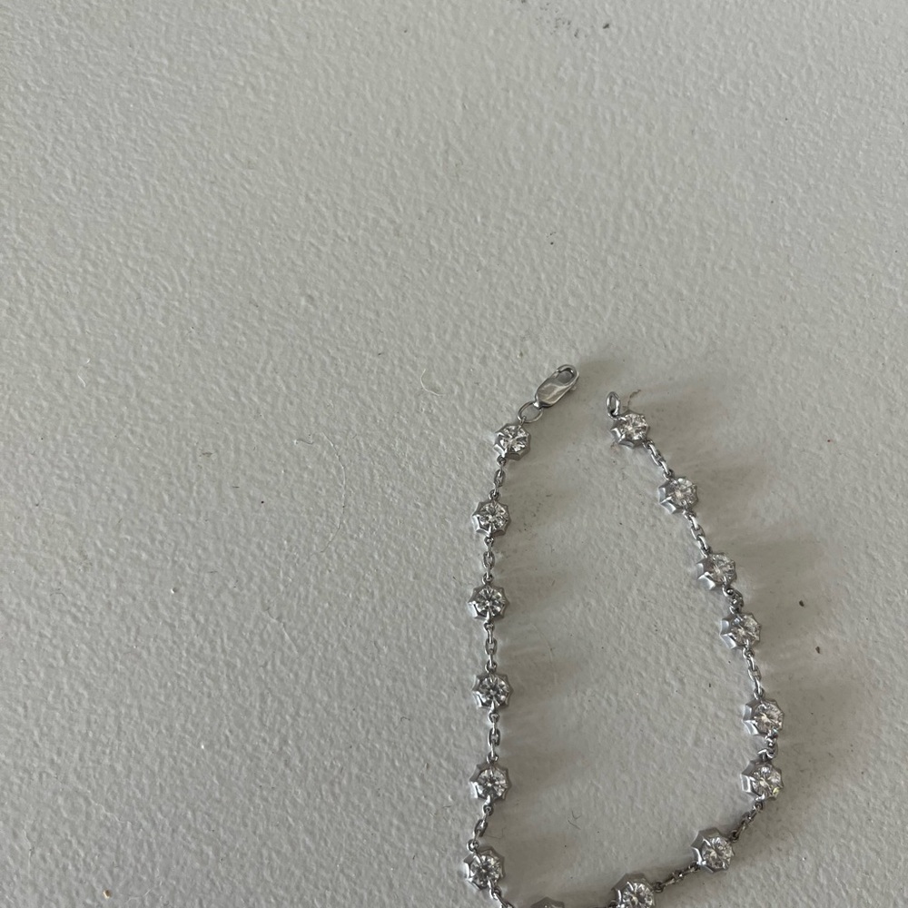 Elegant Diamond Sterling Chain Bezel Bracelet with real lab diamonds.F color VS